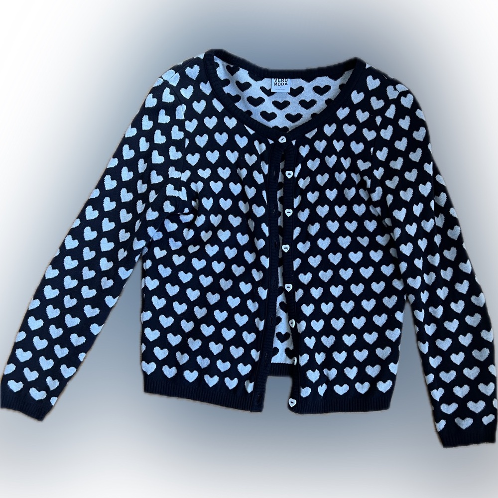 Vero Moda Black and White Heart Cardigan